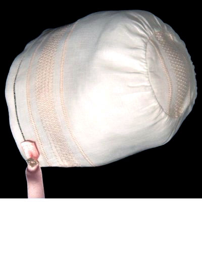 Baby wave drawn thread bonnet